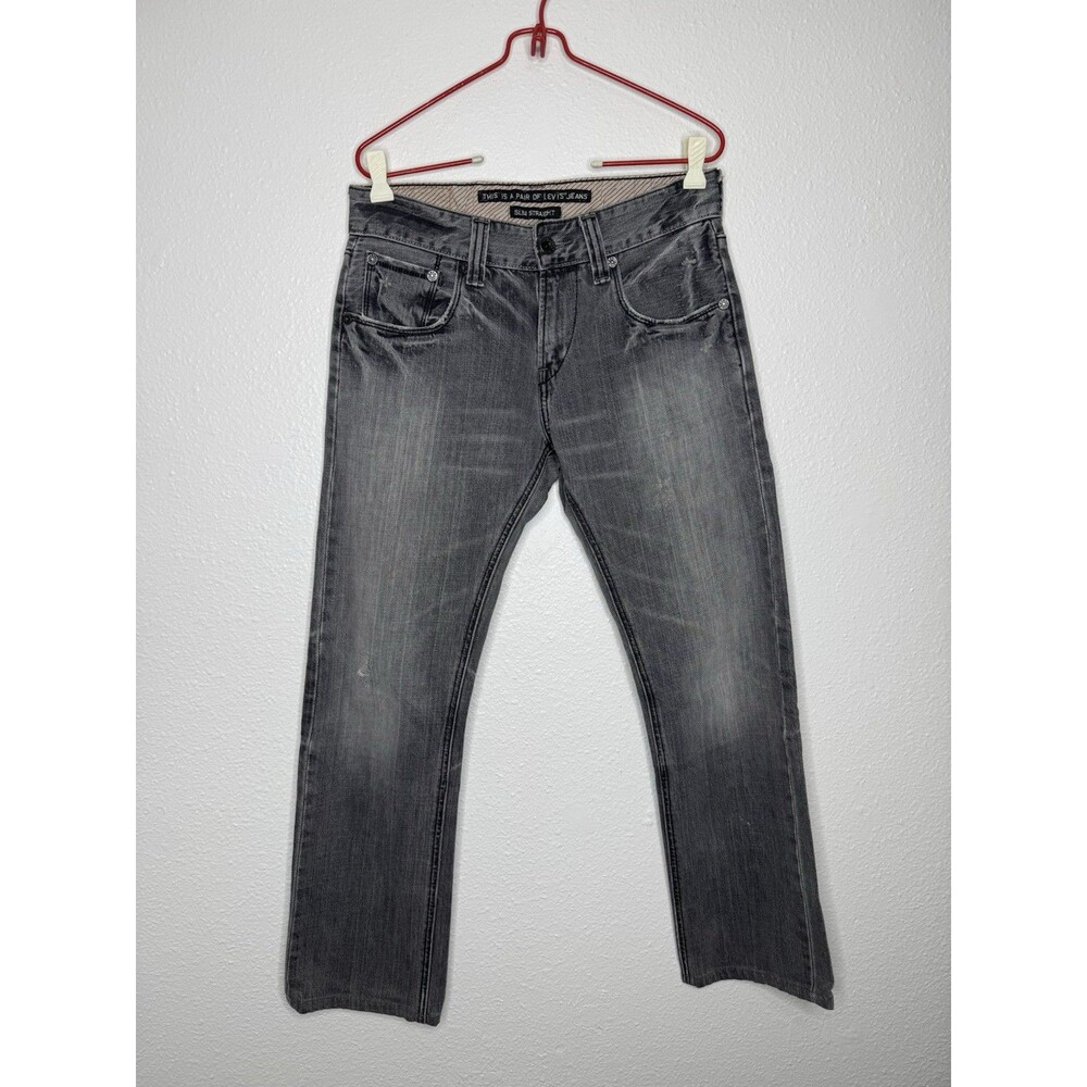 VTG Levis Jeans Y2K 30x30 Black Flap Pocket Distressed Straight Hong Kong Denim